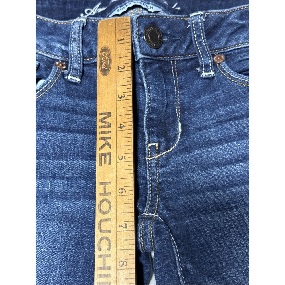 American Eagle Women Medium Wash Super Stretch Skinny Leg Denim Blue Jeans 2 Reg - Picture 15 of 16